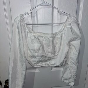Japna White Puff Sleeve Crop Blouse